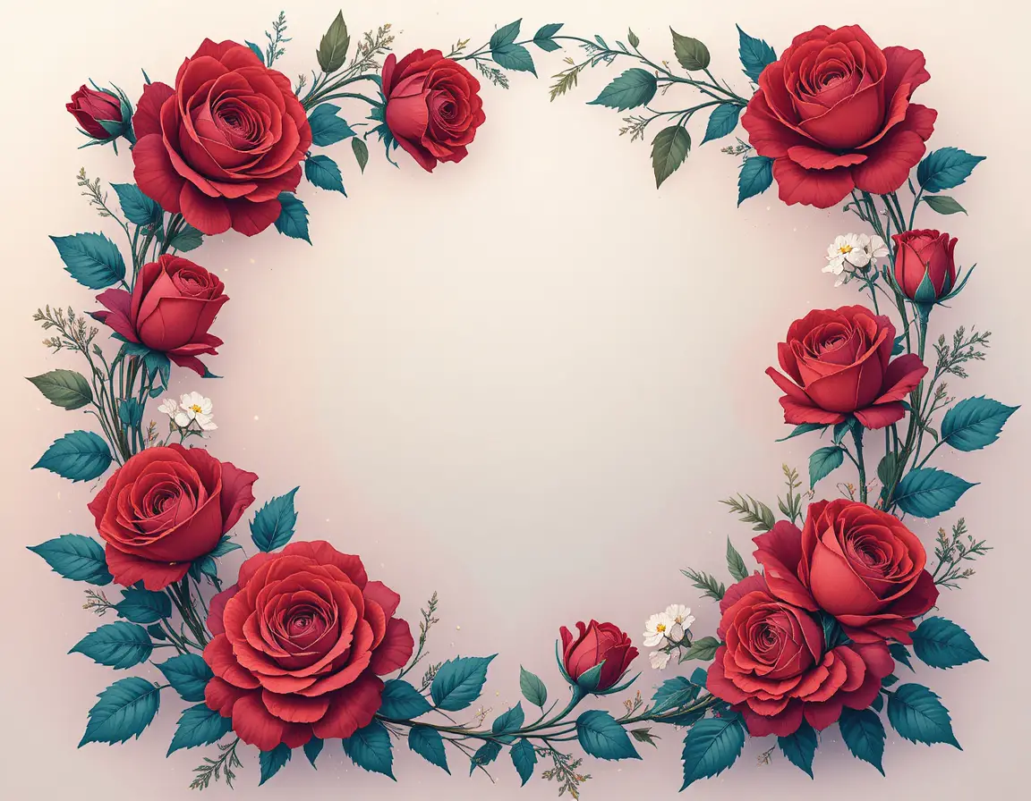 Rosas vectoriales en una ilustración de marco floral romántico