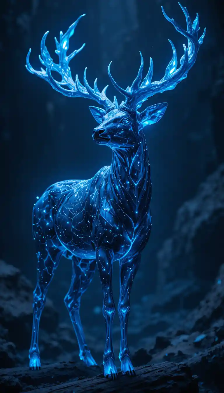 Majestic crystal antler deer with shimmering galaxy skin