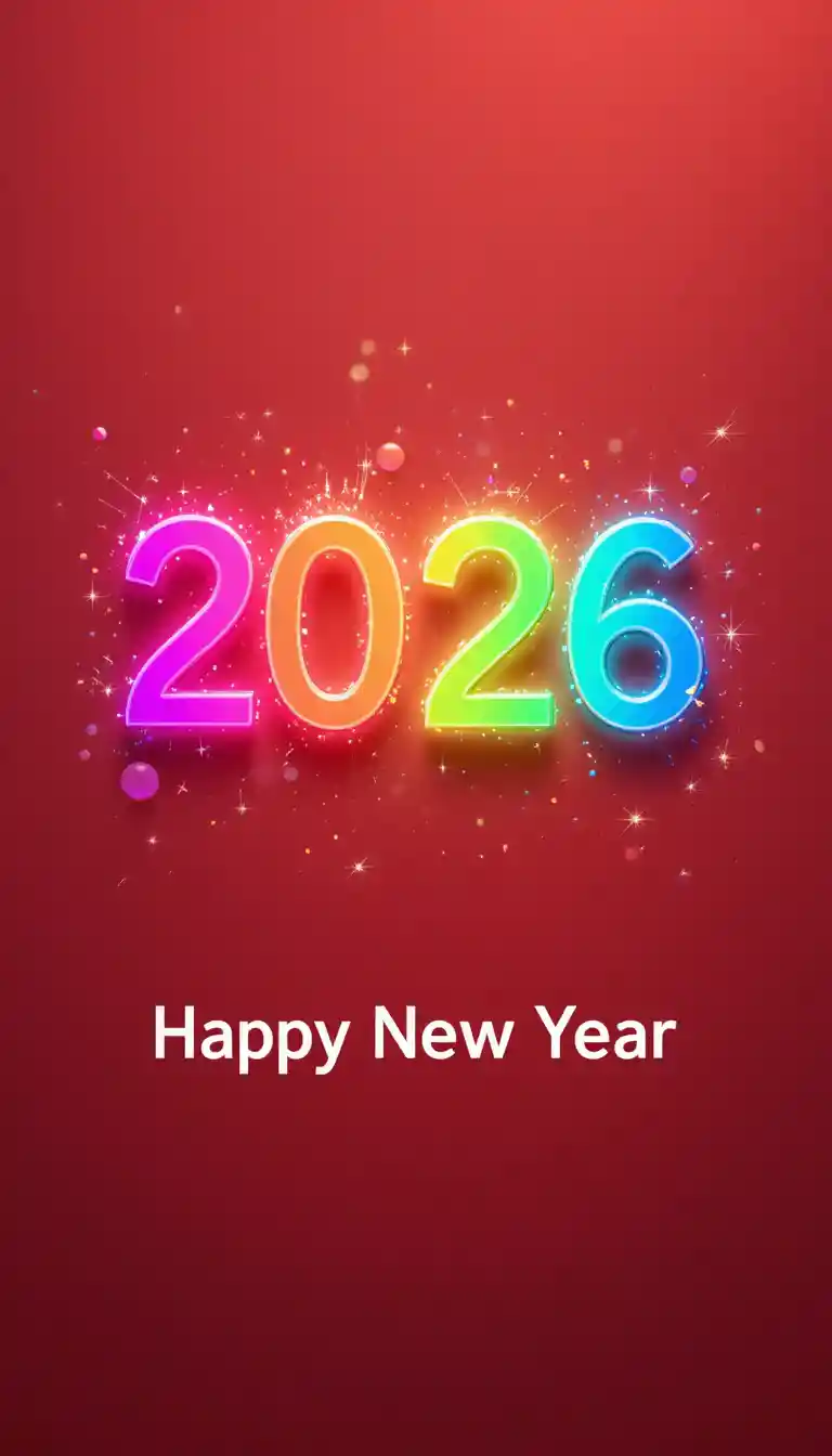 Typographie 2026 audacieuse sur un fond moderne rouge de Nouvel An