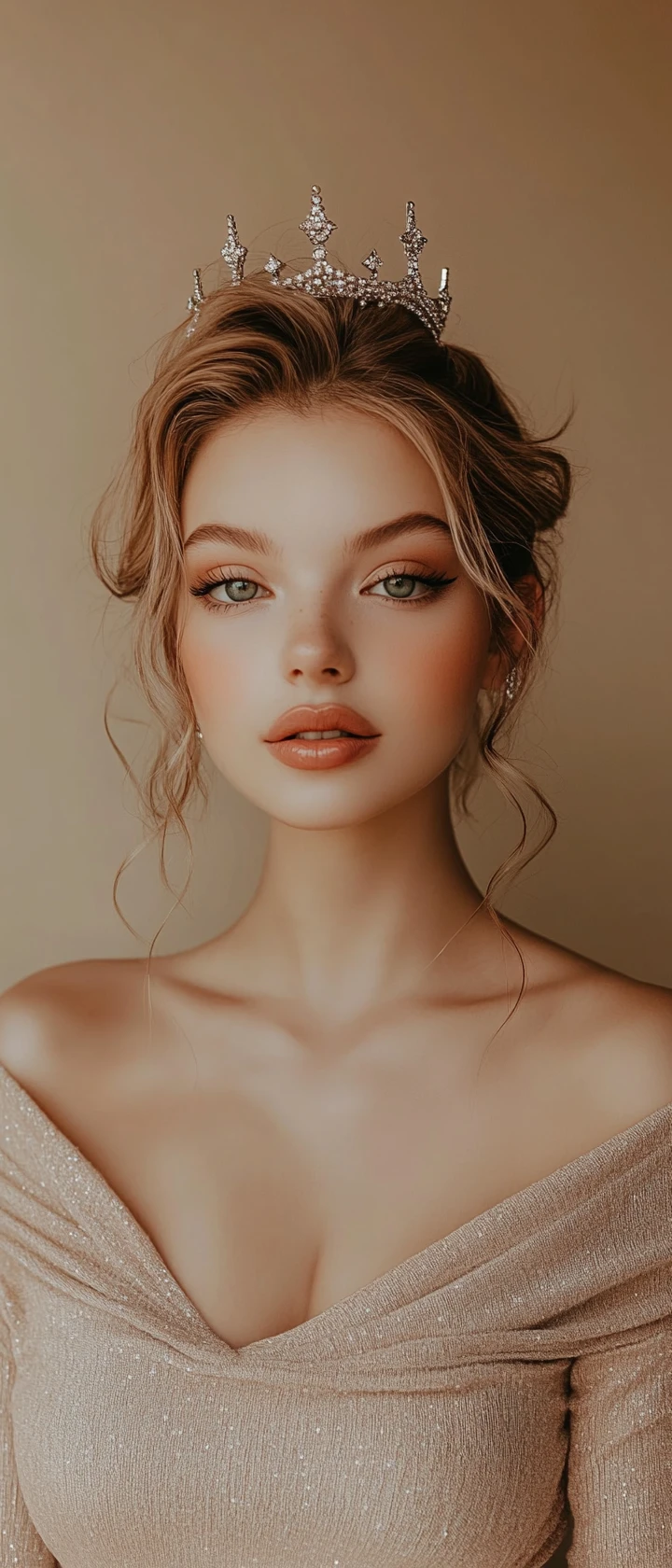 Reina de belleza segura de sí misma en retrato moderno de cuerpo entero
