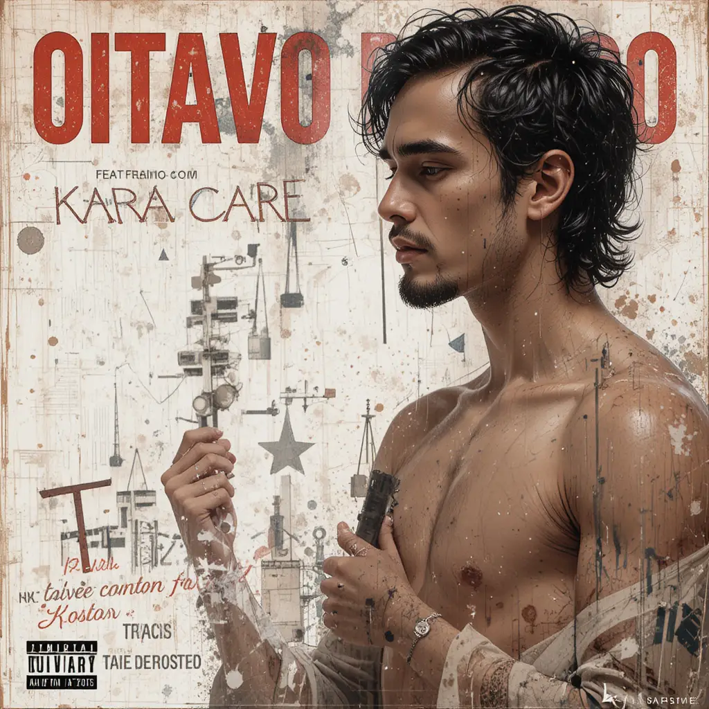 Silhueta masculina sensual em capa de álbum ousada em vermelho e preto