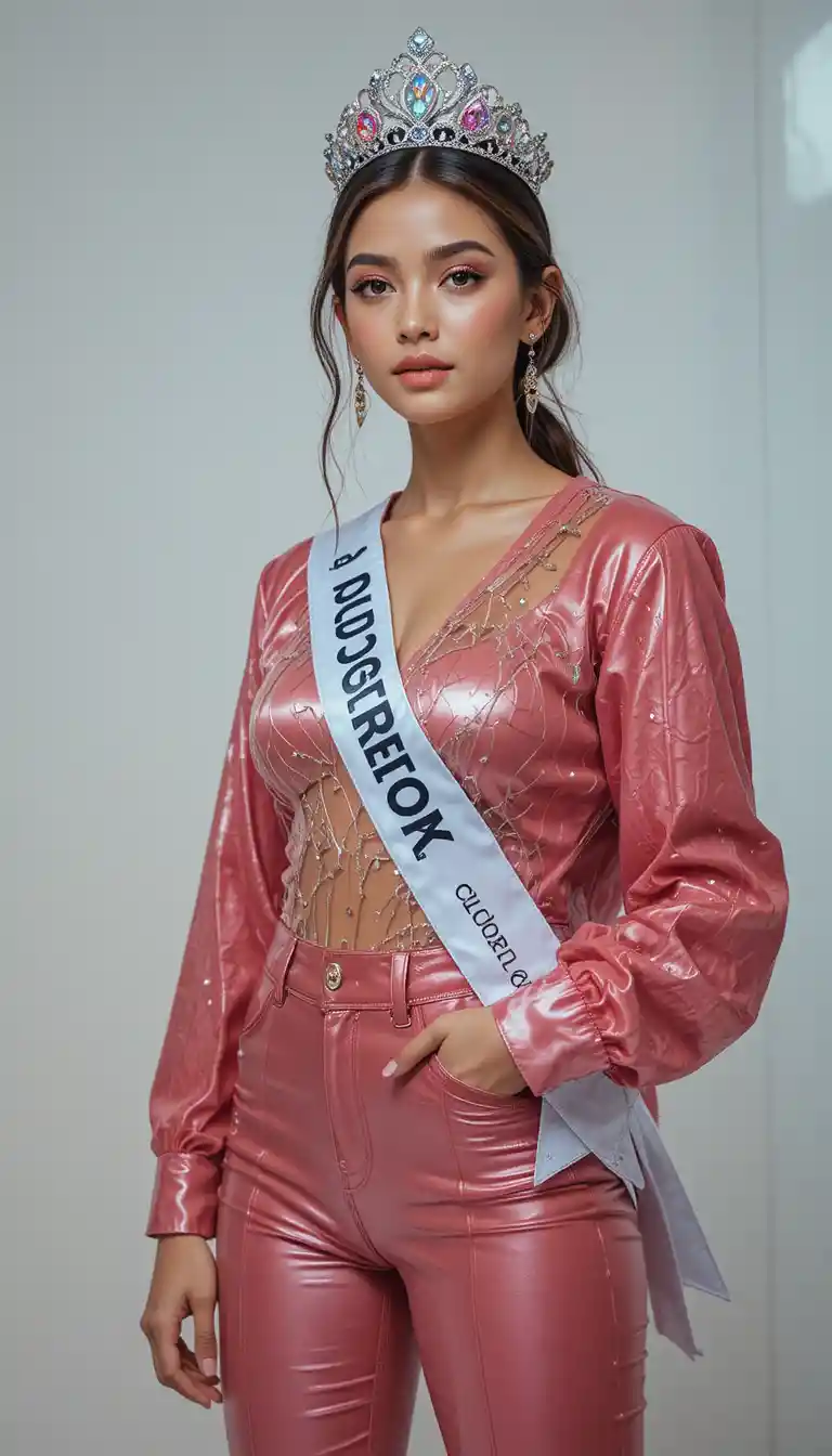 Selbstbewusste Schönheitskönigin posiert in angesagtem Ganzkörperporträt