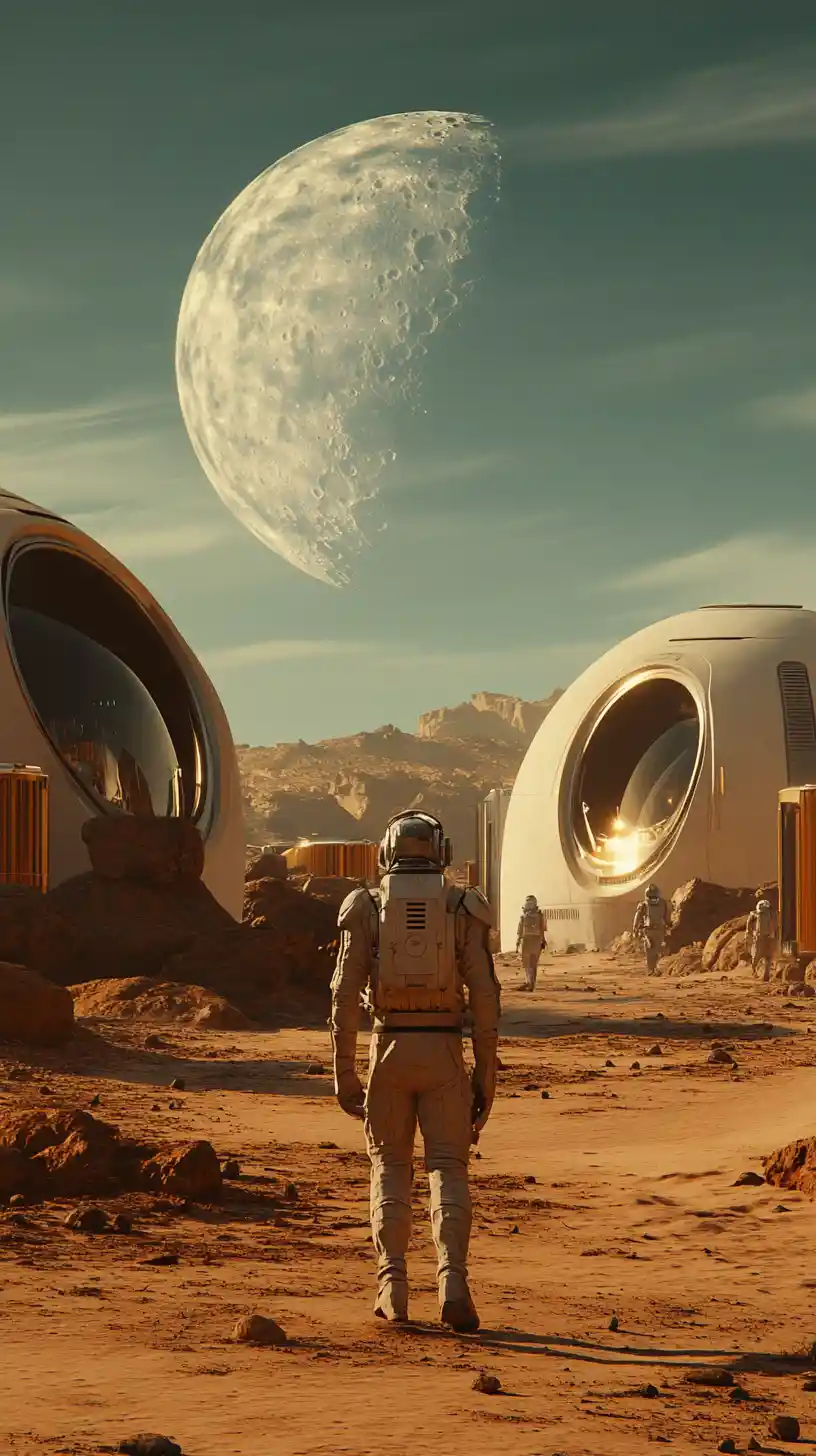 Nomade de science‑fiction chauve seul dans un désert alien