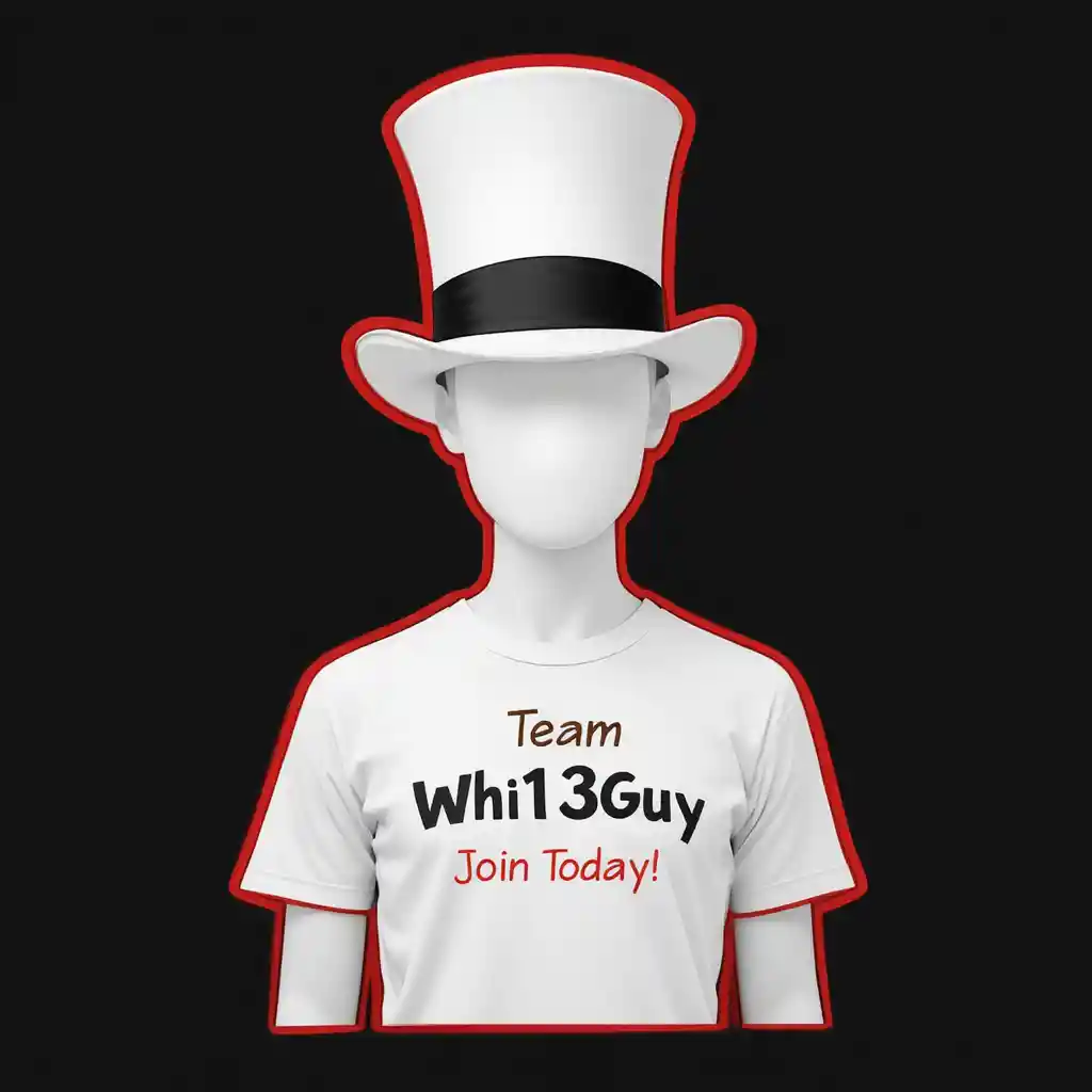 White top hat character with slogan t shirt design