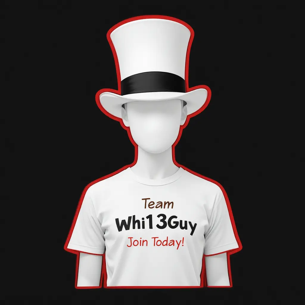 White top hat character with slogan t shirt design