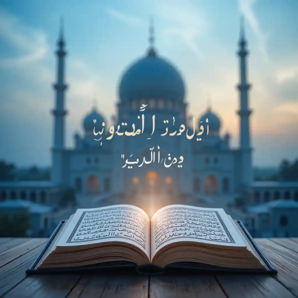Peaceful Quran on Rehal Under Soft Fajr Sky