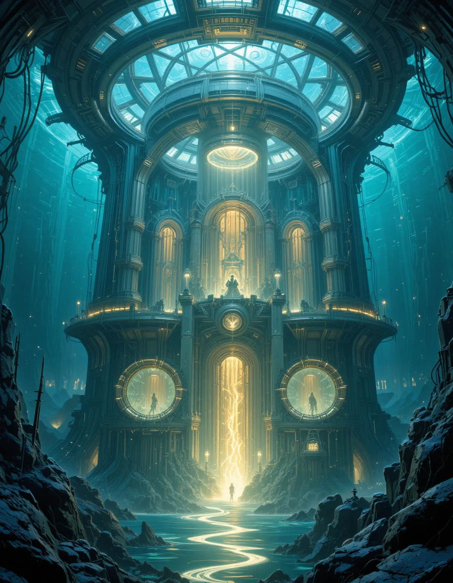Futuristische Unterwasserbasis in einem tiefen Ozeanabgrund
