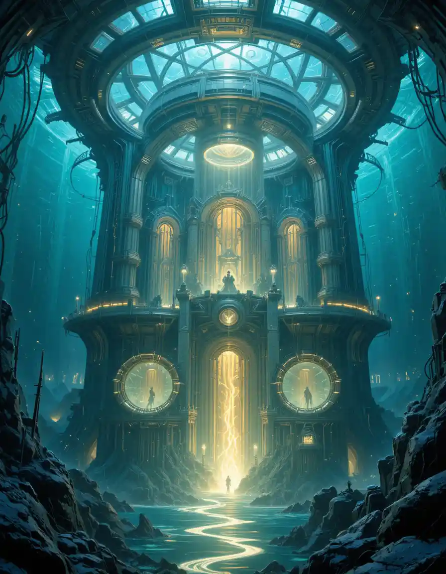 Futuristische Unterwasserbasis in einem tiefen Ozeanabgrund