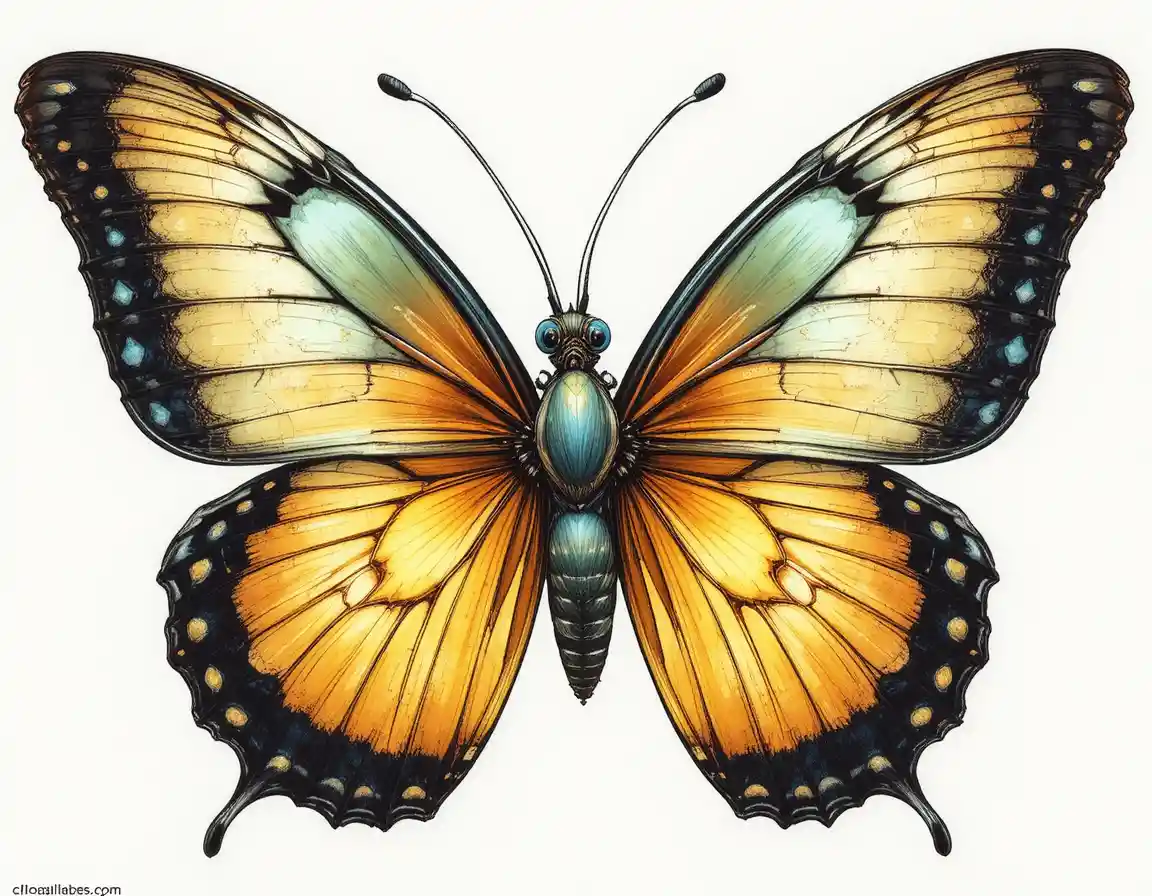 Crisálida vetorial se transformando em uma rara e bela borboleta