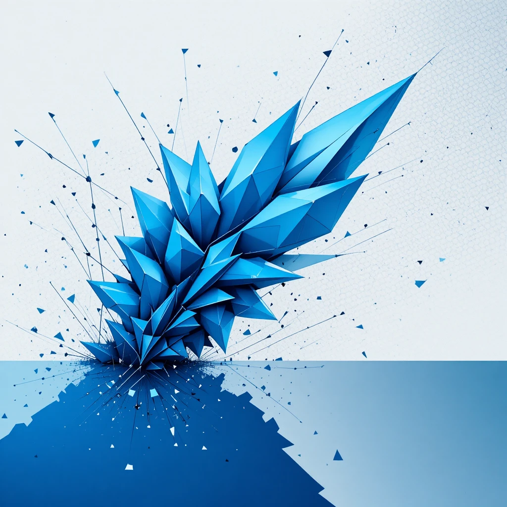 Futuristische blaue geometrische Komposition auf weißem abstraktem Hintergrund