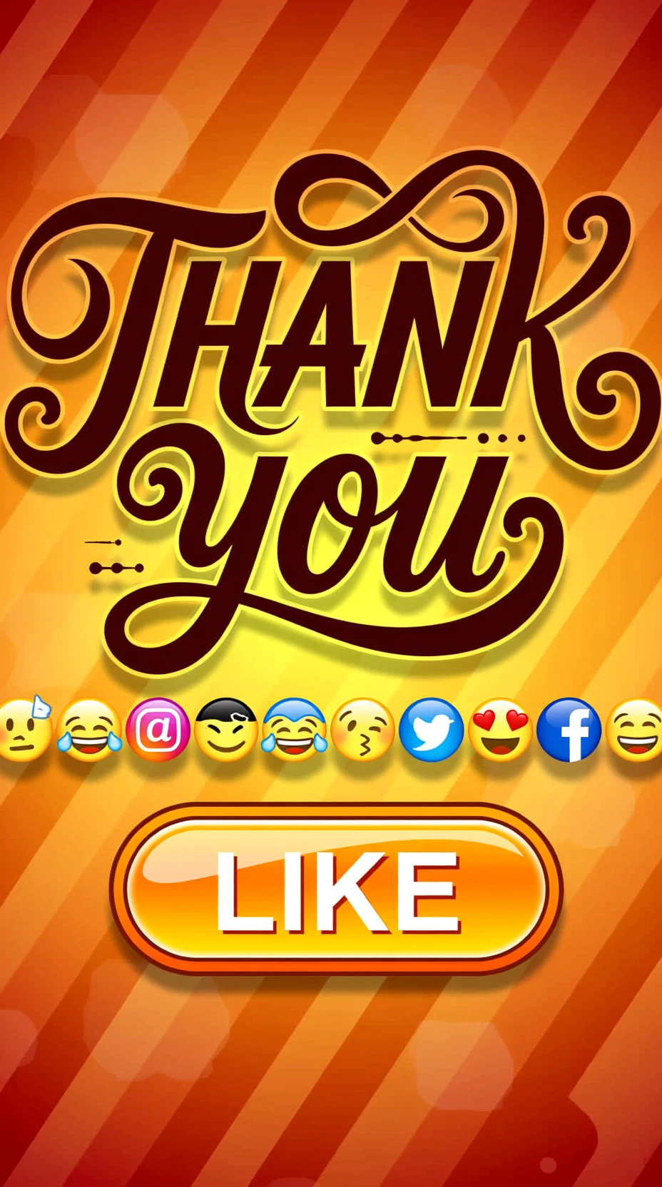 Colorful thank you poster with emojis and like button