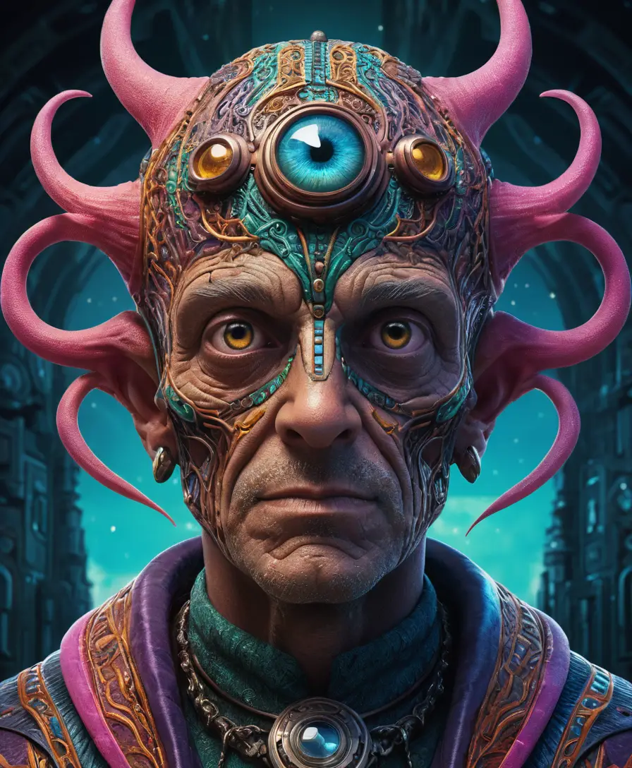 Surrealer Fantasy-Wächter in lebendiger digitaler Kunst