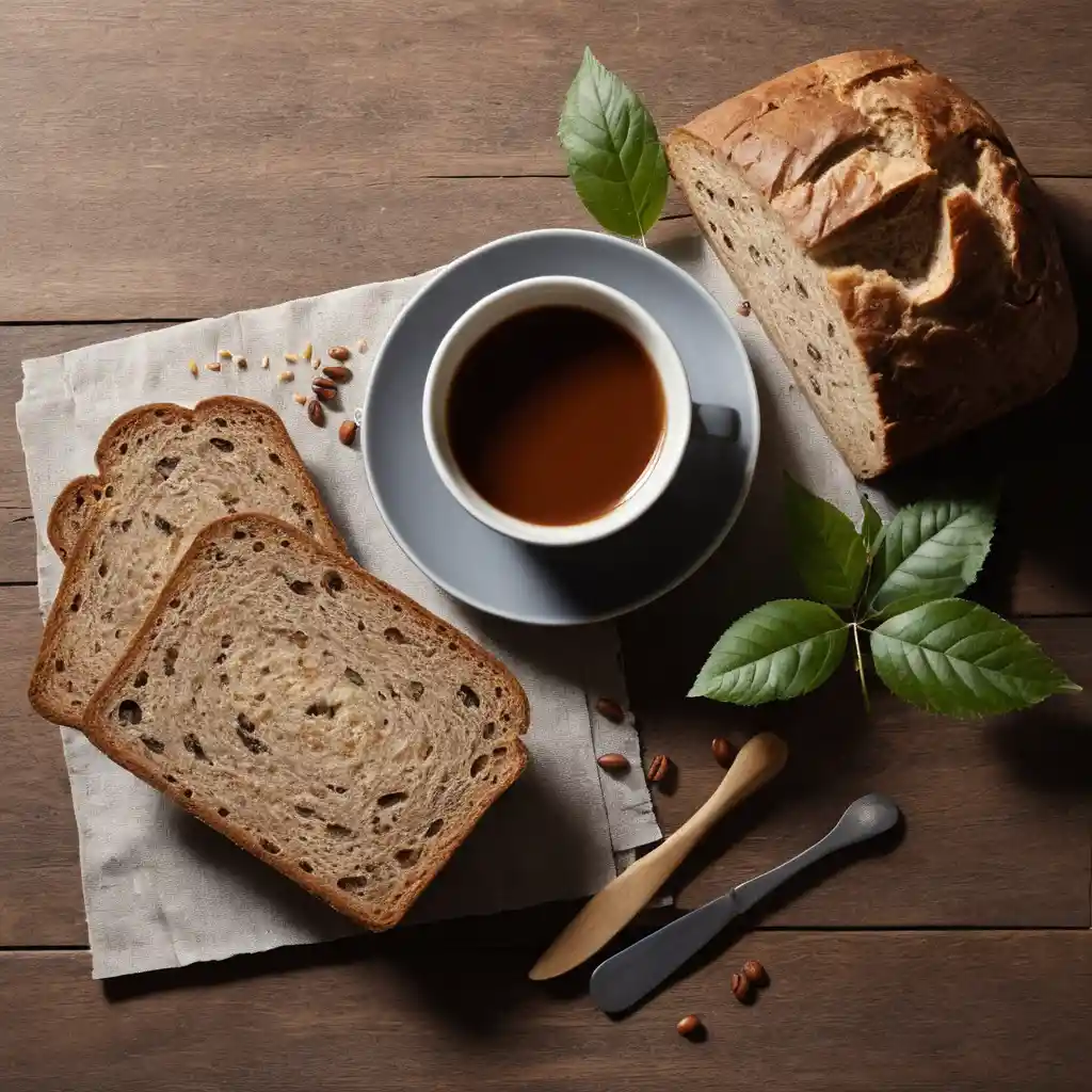 Vista gráfica superior de sanduíche e café sobre superfície texturizada