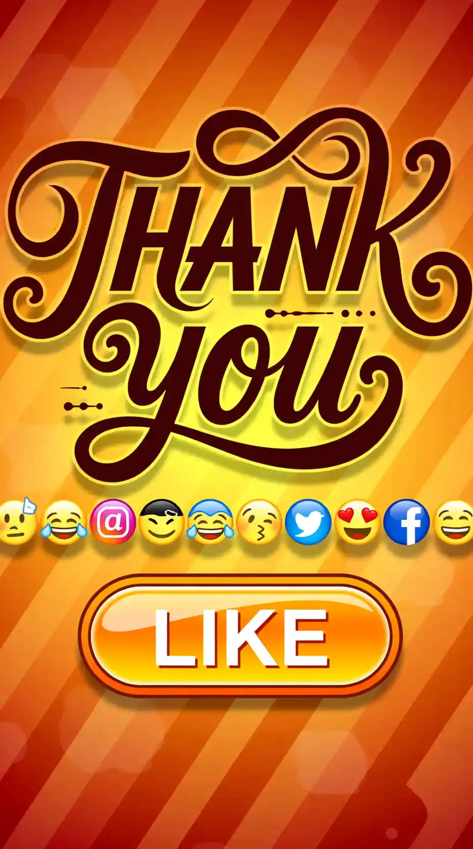 Colorful thank you poster with emojis and like button
