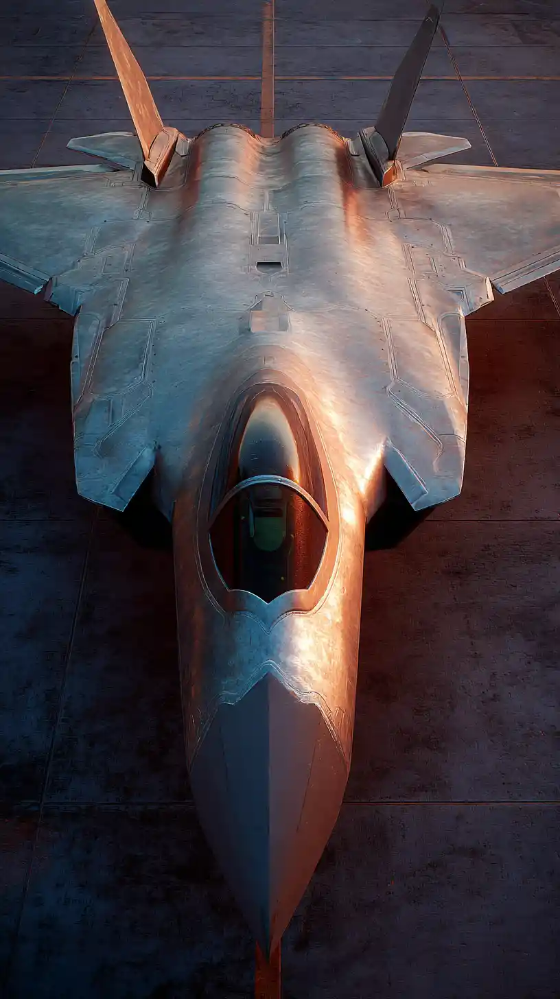 広大な中国軍事空軍基地上空を飛ぶステルス戦闘機