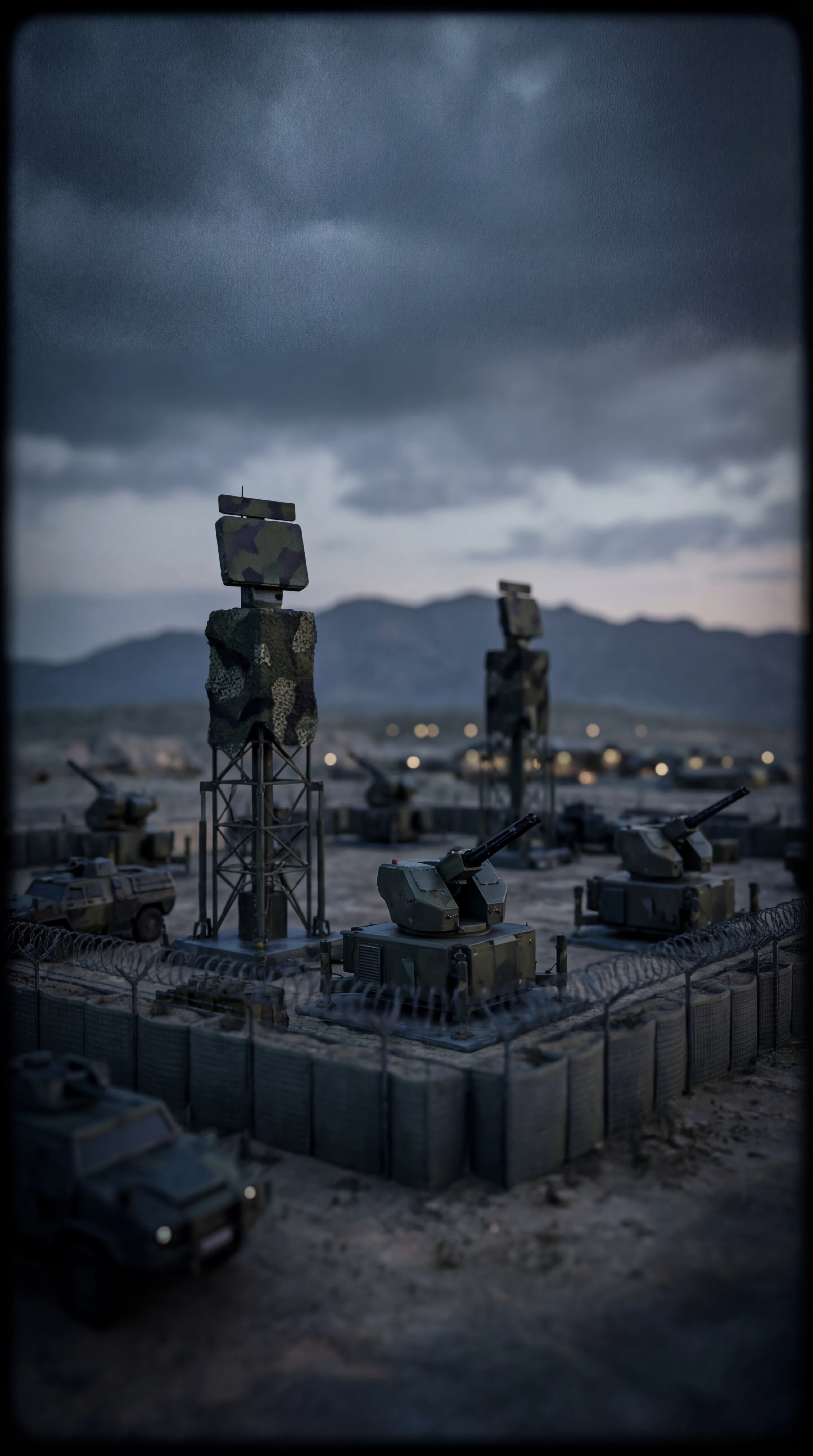 German air defense system guarding a fortified military base