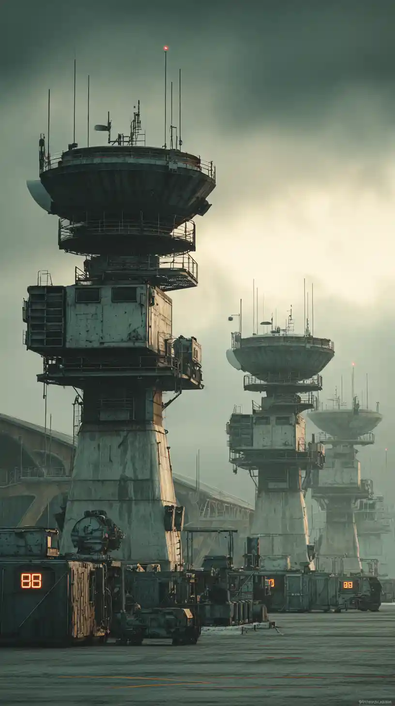 German air defense system guarding a fortified military base