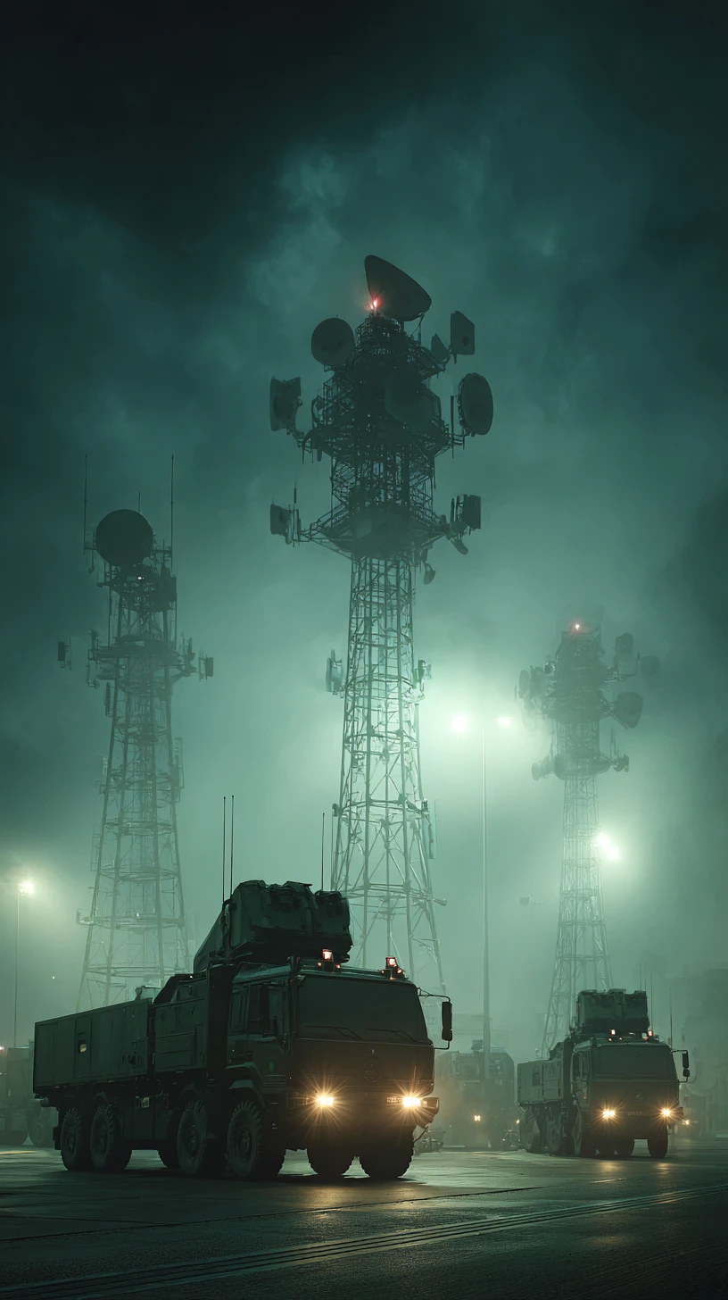 German air defense system guarding a fortified military base