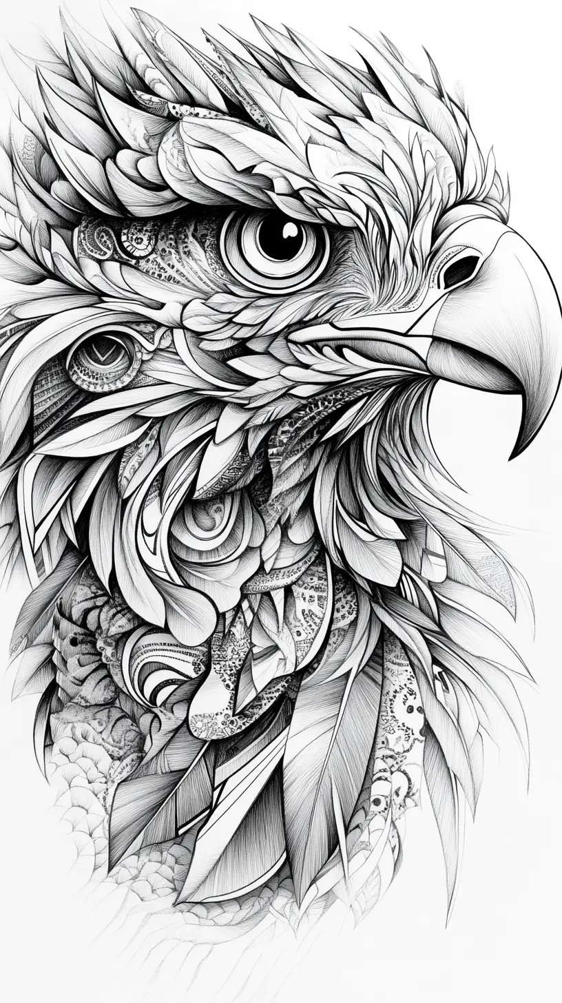Ilustração de Águia em Tinta Geométrica com Layout Duplo