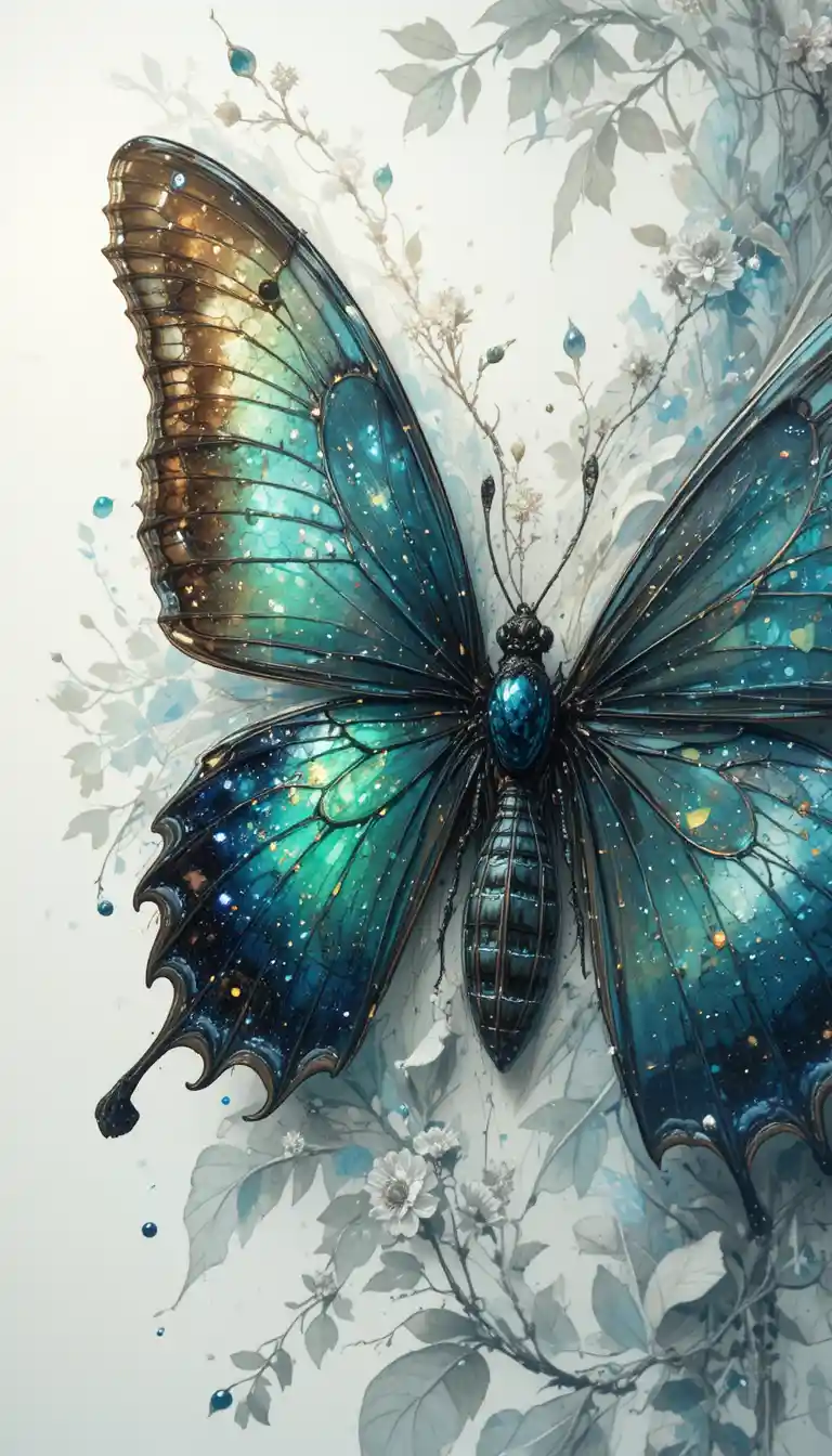 Rare butterfly emerging from chrysalis in vector illustration