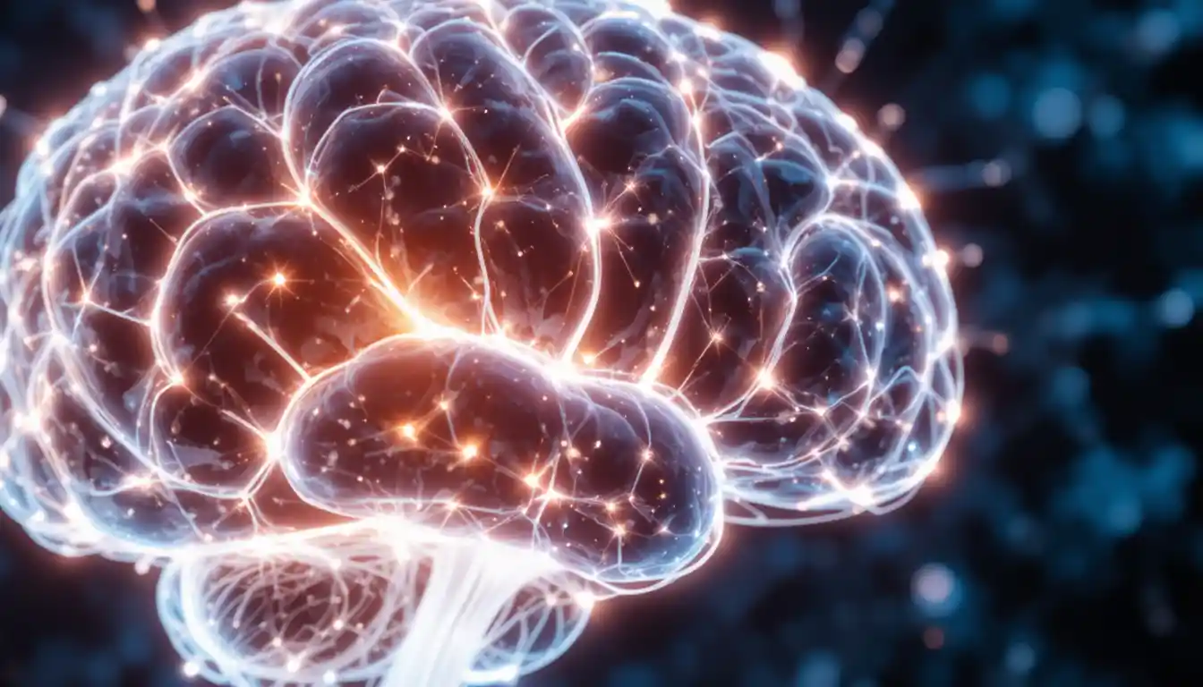 Leuchtendes digitales Gehirn aus miteinander verbundenen Linien