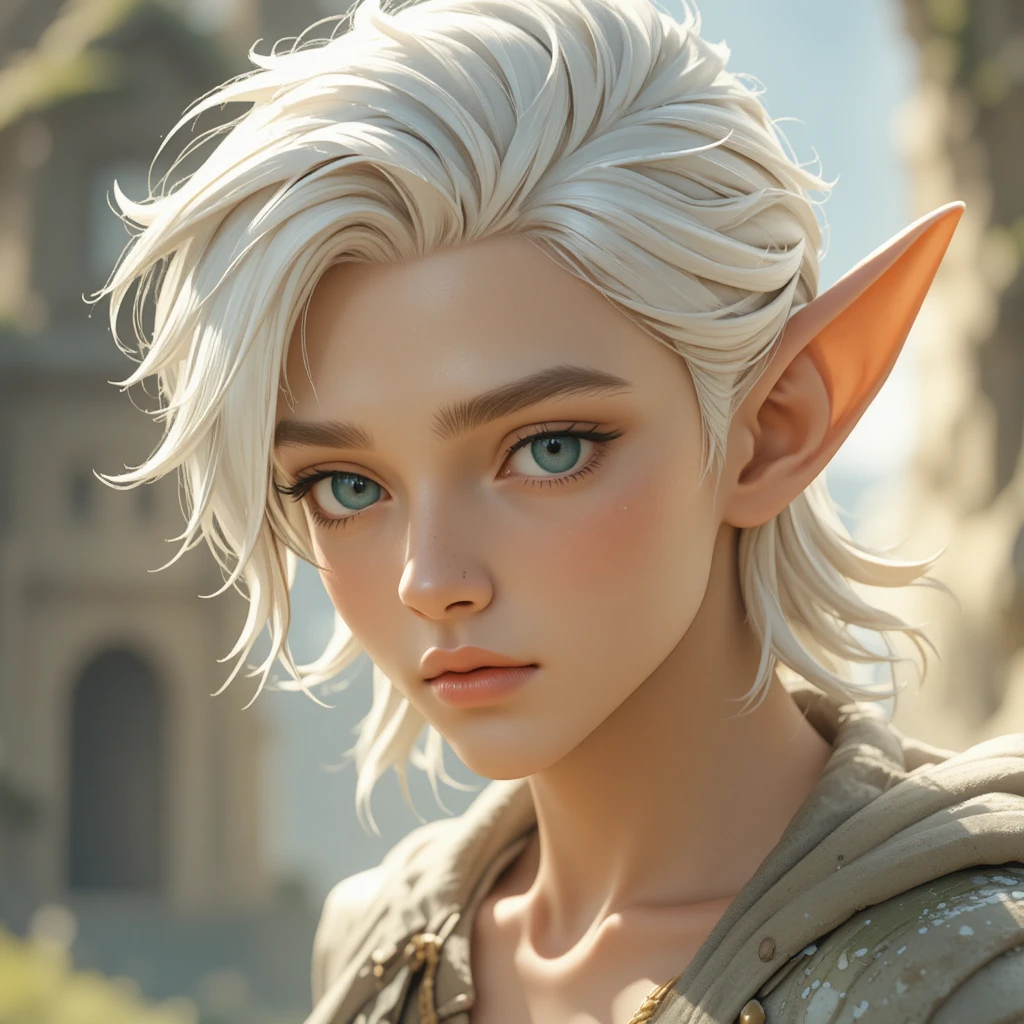 Jovem homem de anime com pele clara e cabelo branco