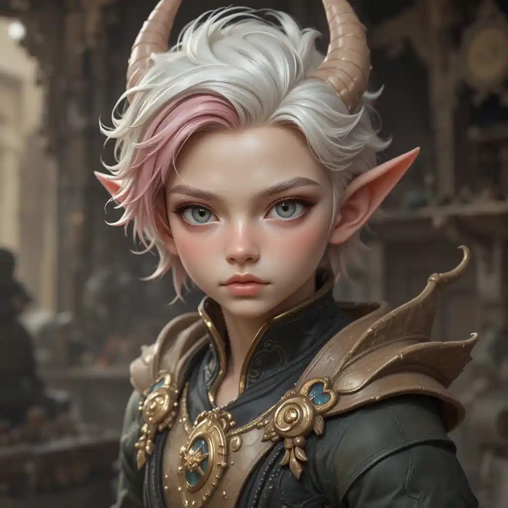 Seventeen year old fantasy boy with white and pink hair