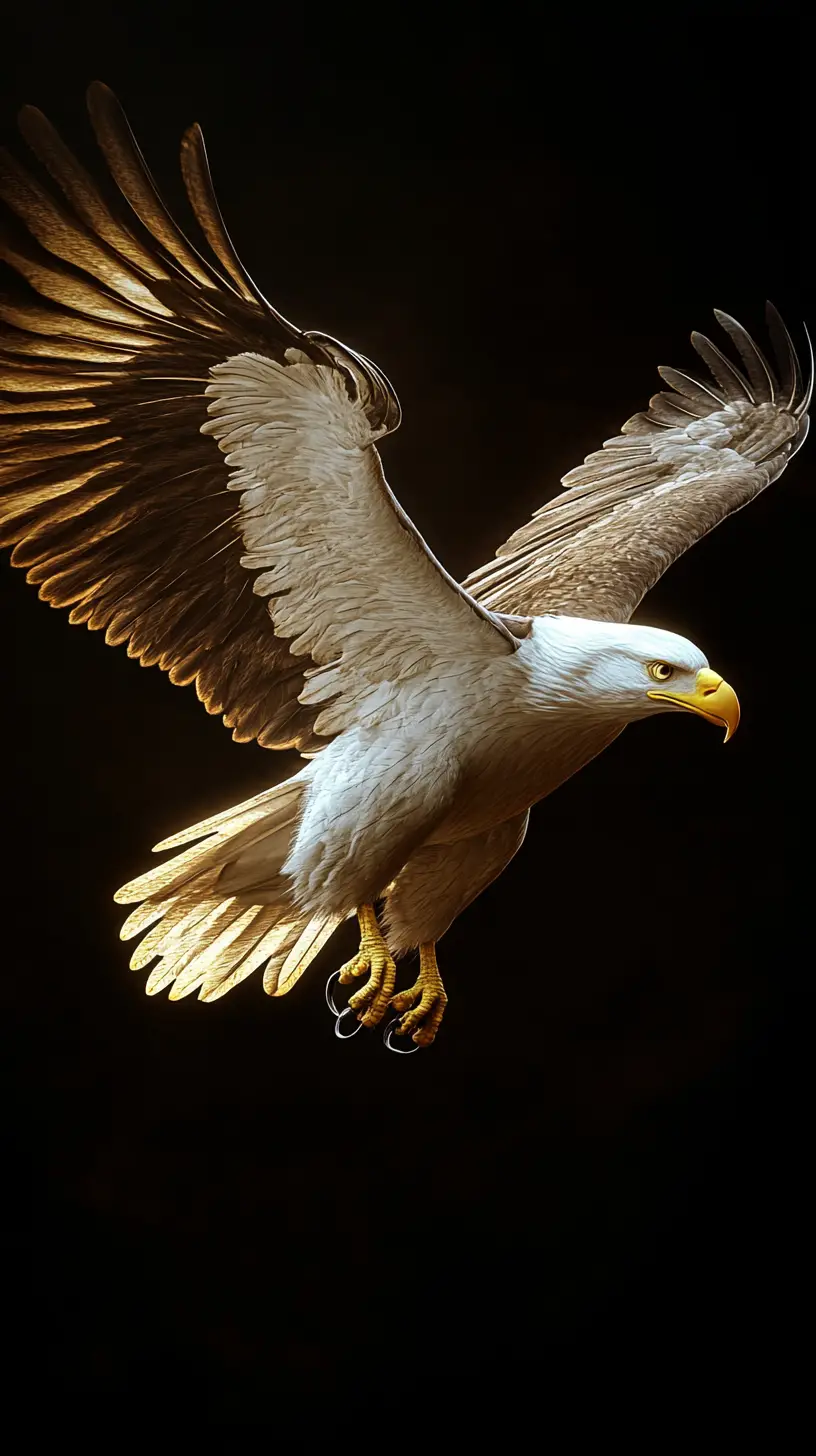 Bald eagle attack in dramatic 3D digital illustration