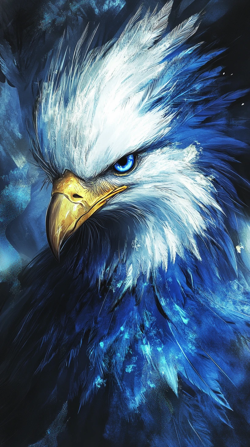 Águila majestuosa de energía azul con cabeza blanca brillante