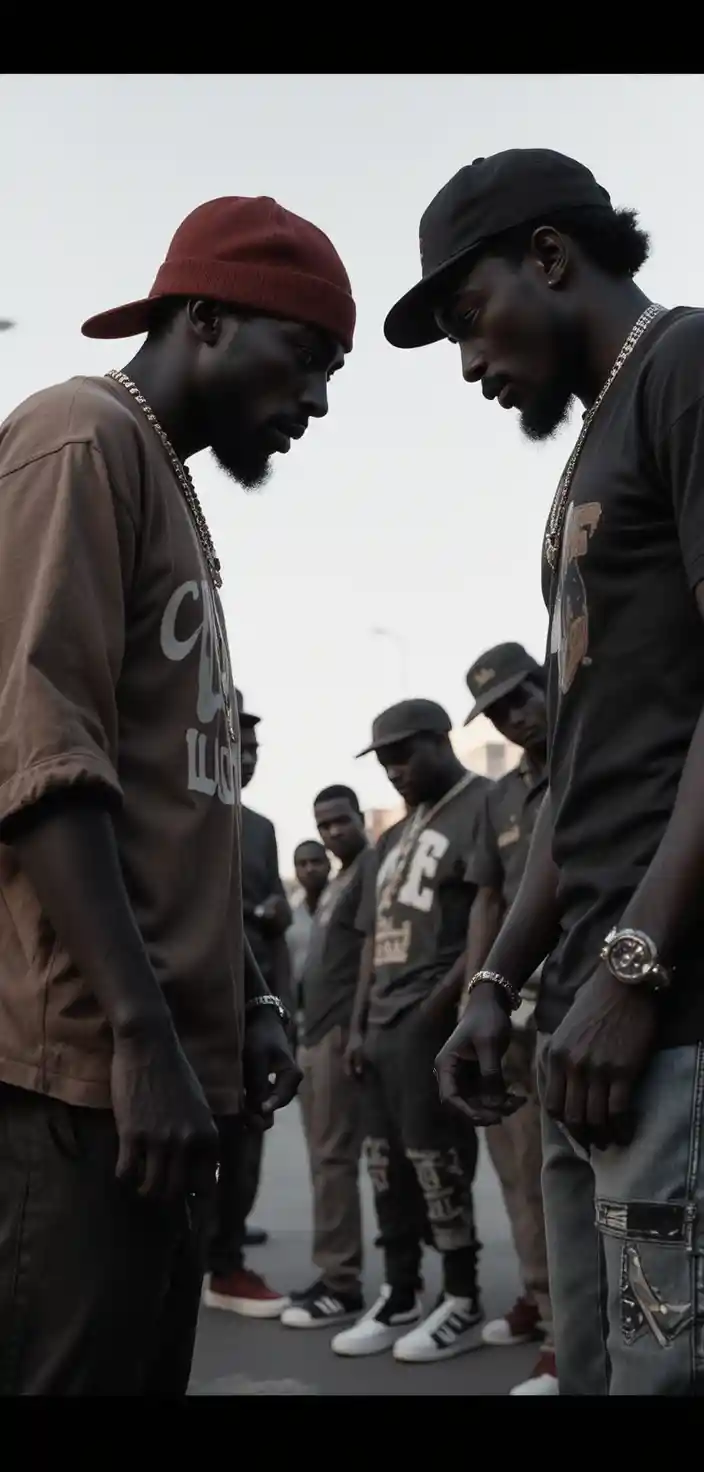 Urban gang rivalry on a Los Angeles city street