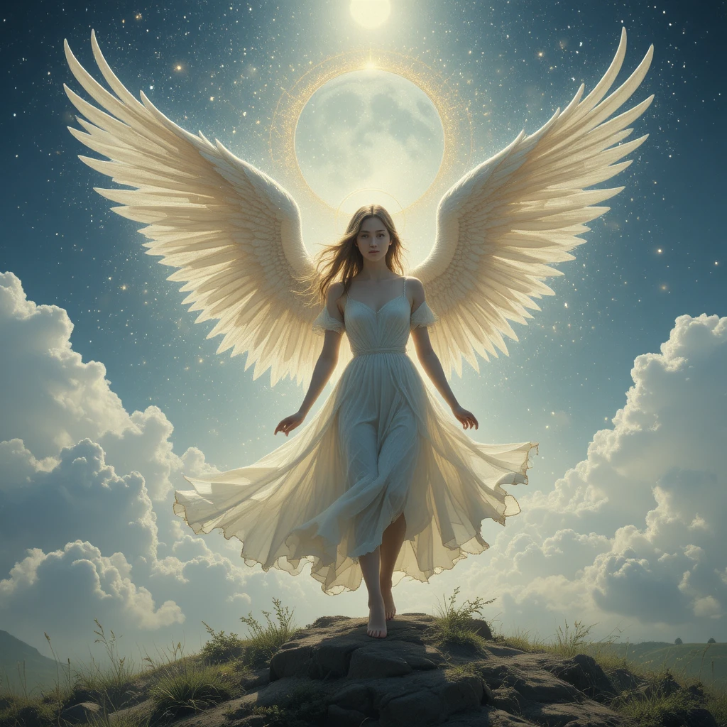 Gentle angel arriving from distant skies to my side