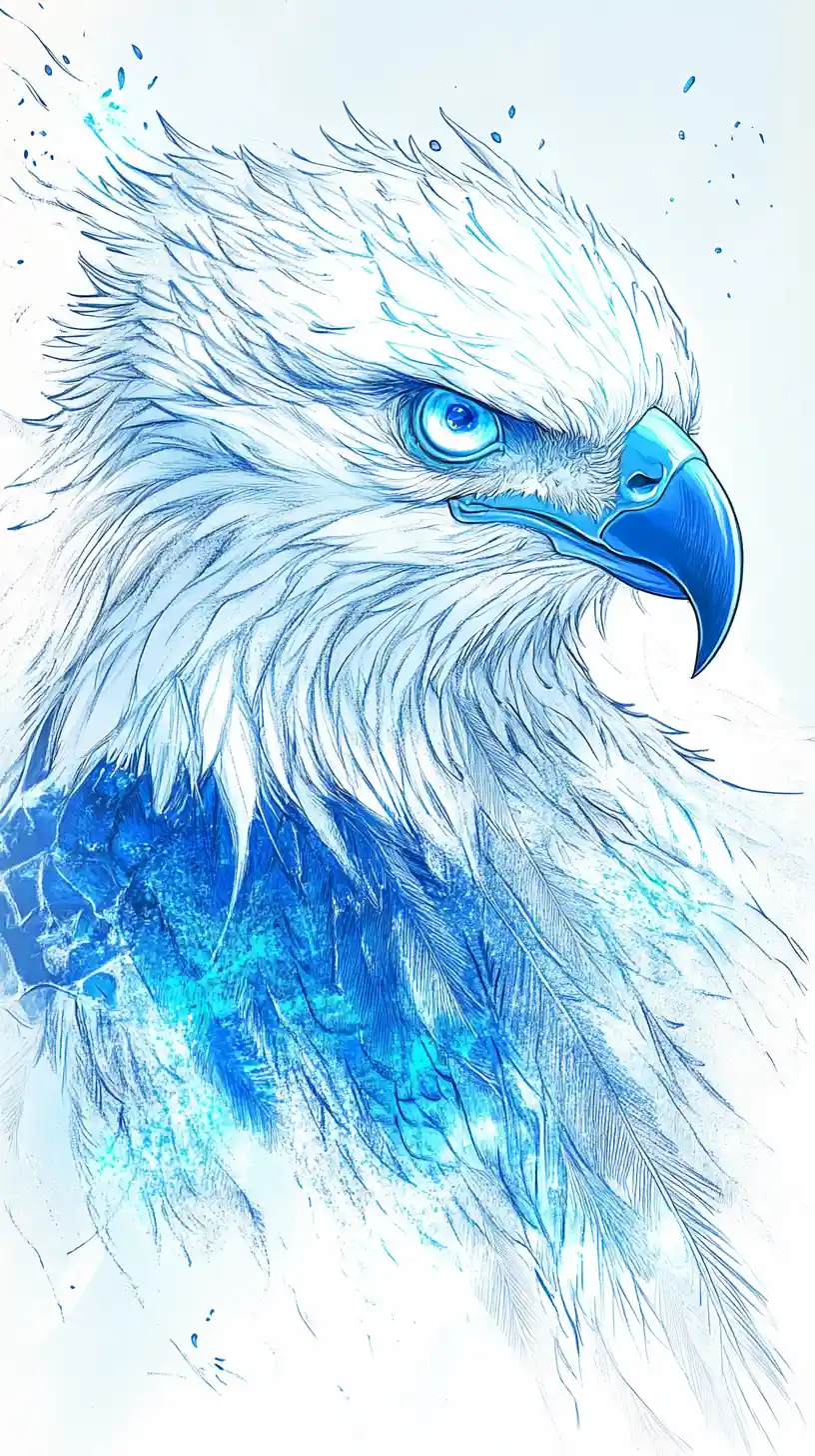 Majestätischer blauer Energieadler mit leuchtend weißem Kopf