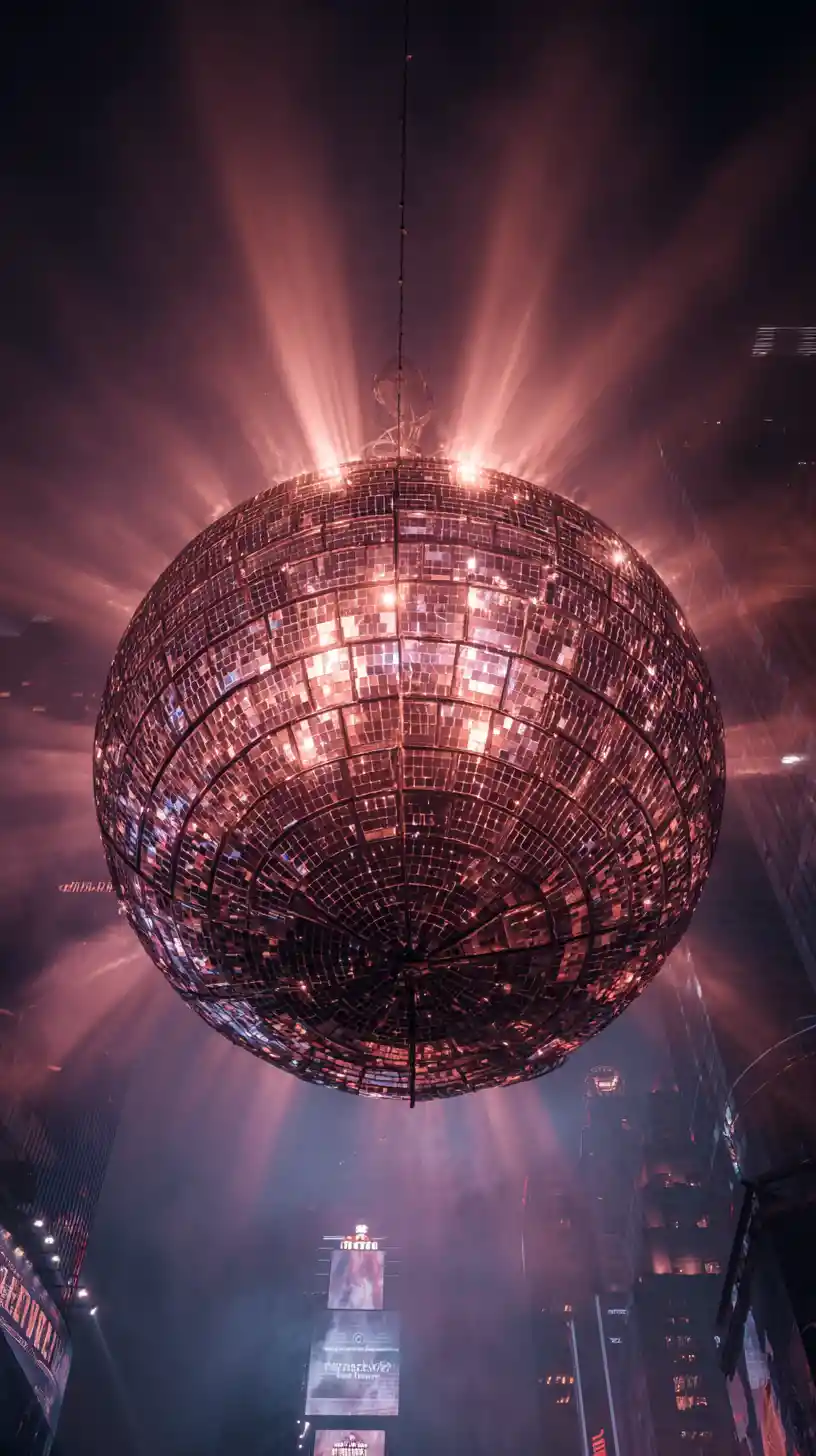 Radiant New Year sphere glowing over the city skyline