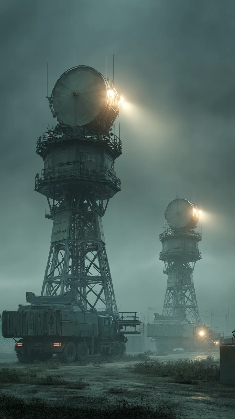 German air defense system guarding a fortified military base
