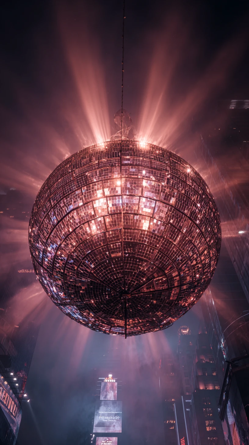 Radiant New Year sphere glowing over the city skyline