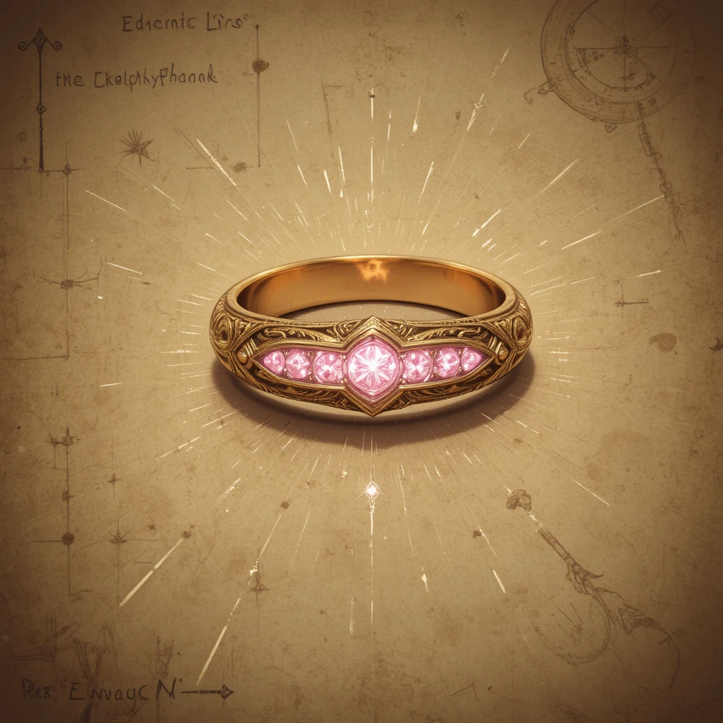 Verzauberter goldener Ring auf antikem Pergament