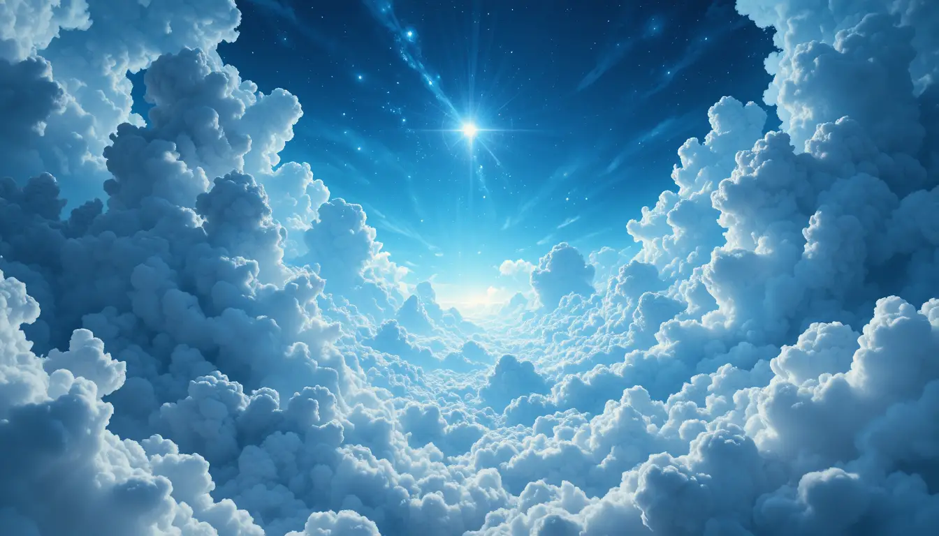 Endless blue sky with clouds in a surreal dreamlike view