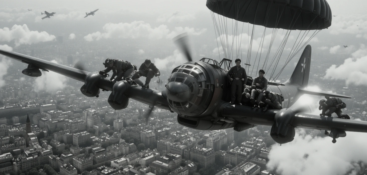 British warplane shot down above occupied Paris in 1942