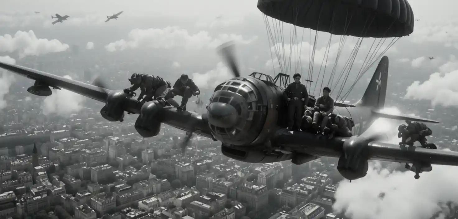 British warplane shot down above occupied Paris in 1942