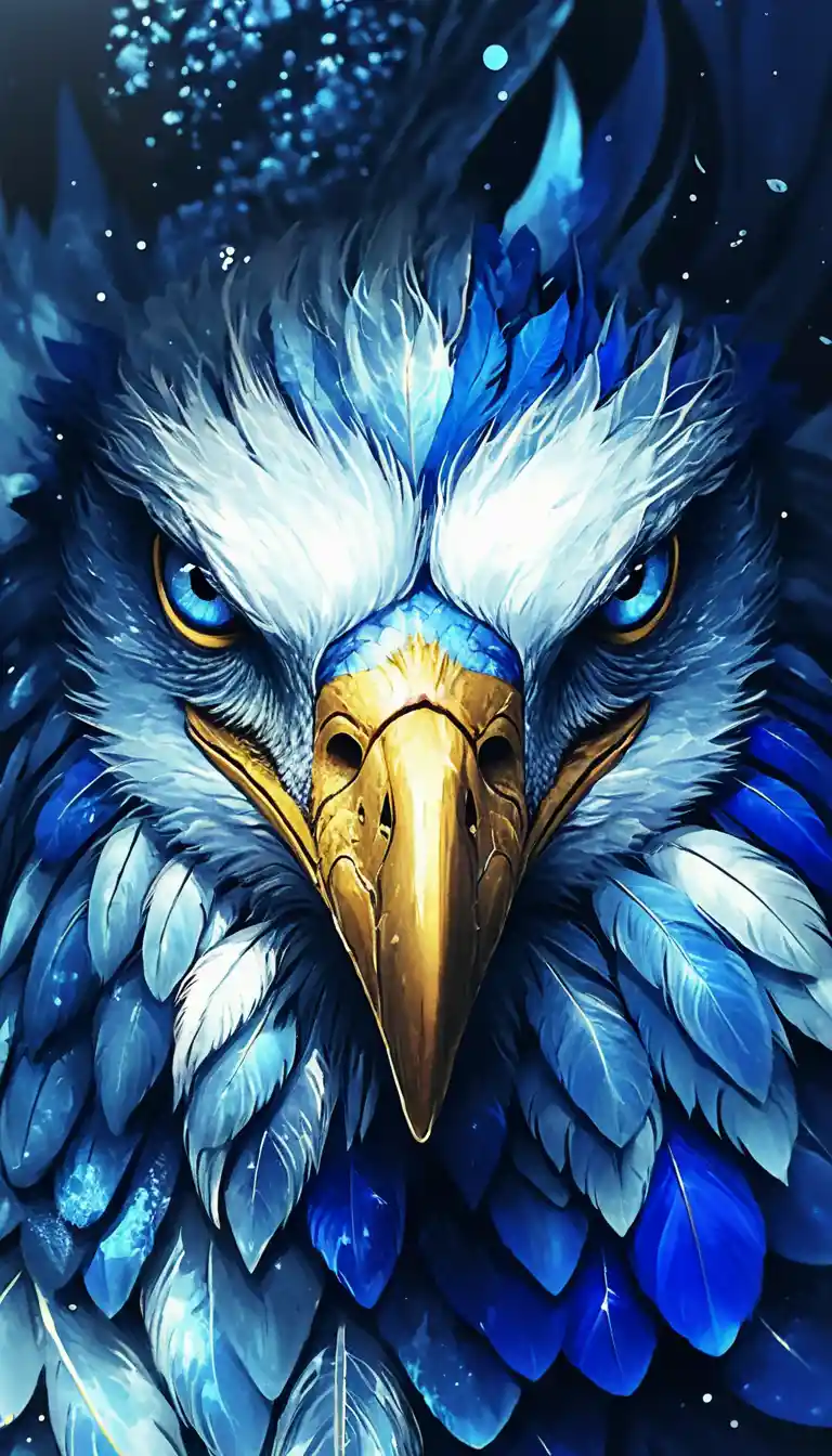 Águia majestosa de energia azul com cabeça branca brilhante
