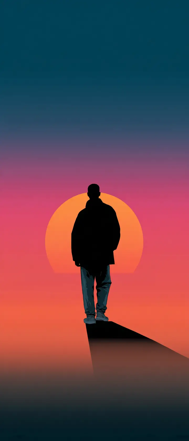 極簡剪影映襯復古漸層夕陽天空