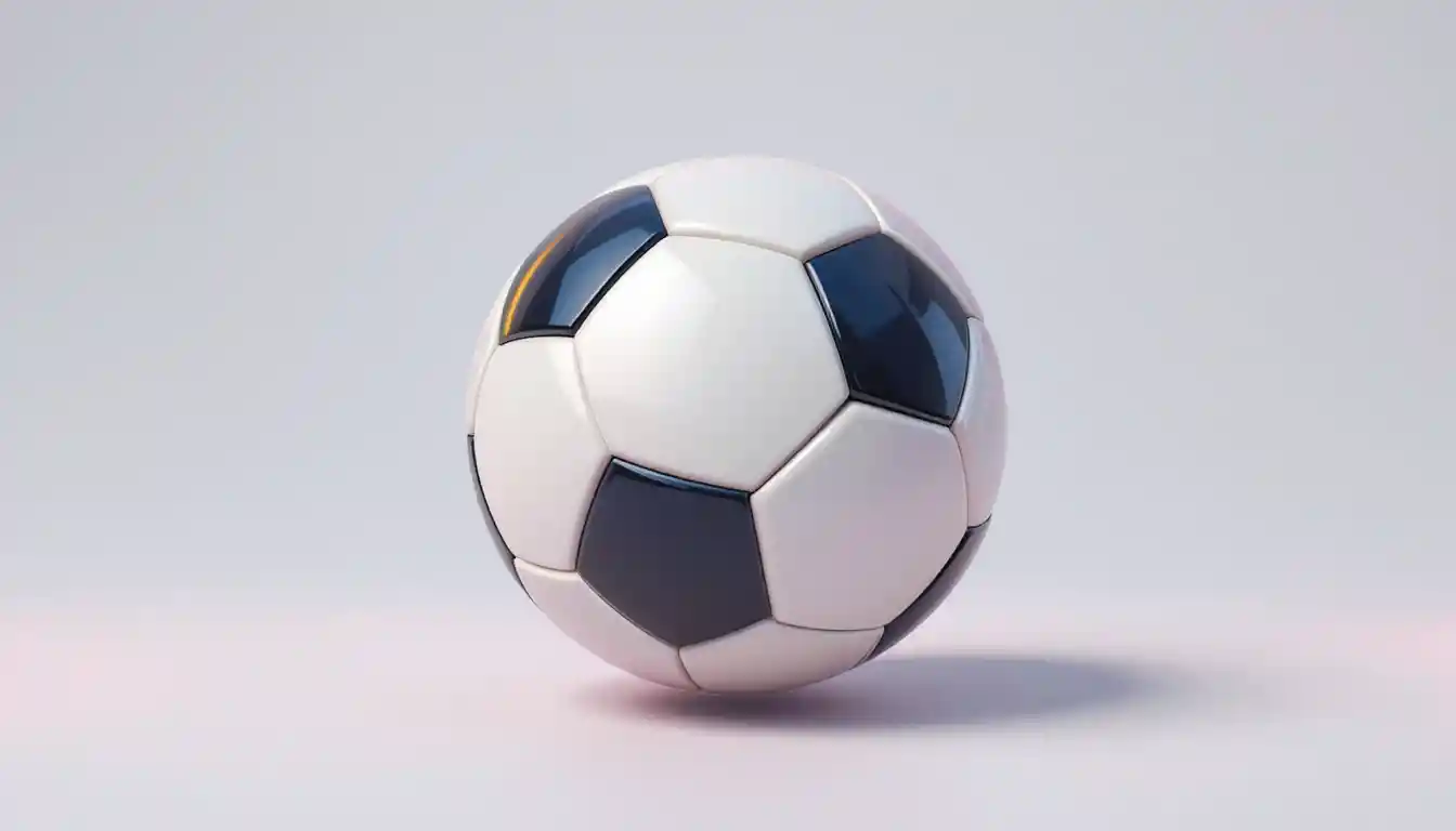 Cute 3D cartoon soccer ball on clean white background