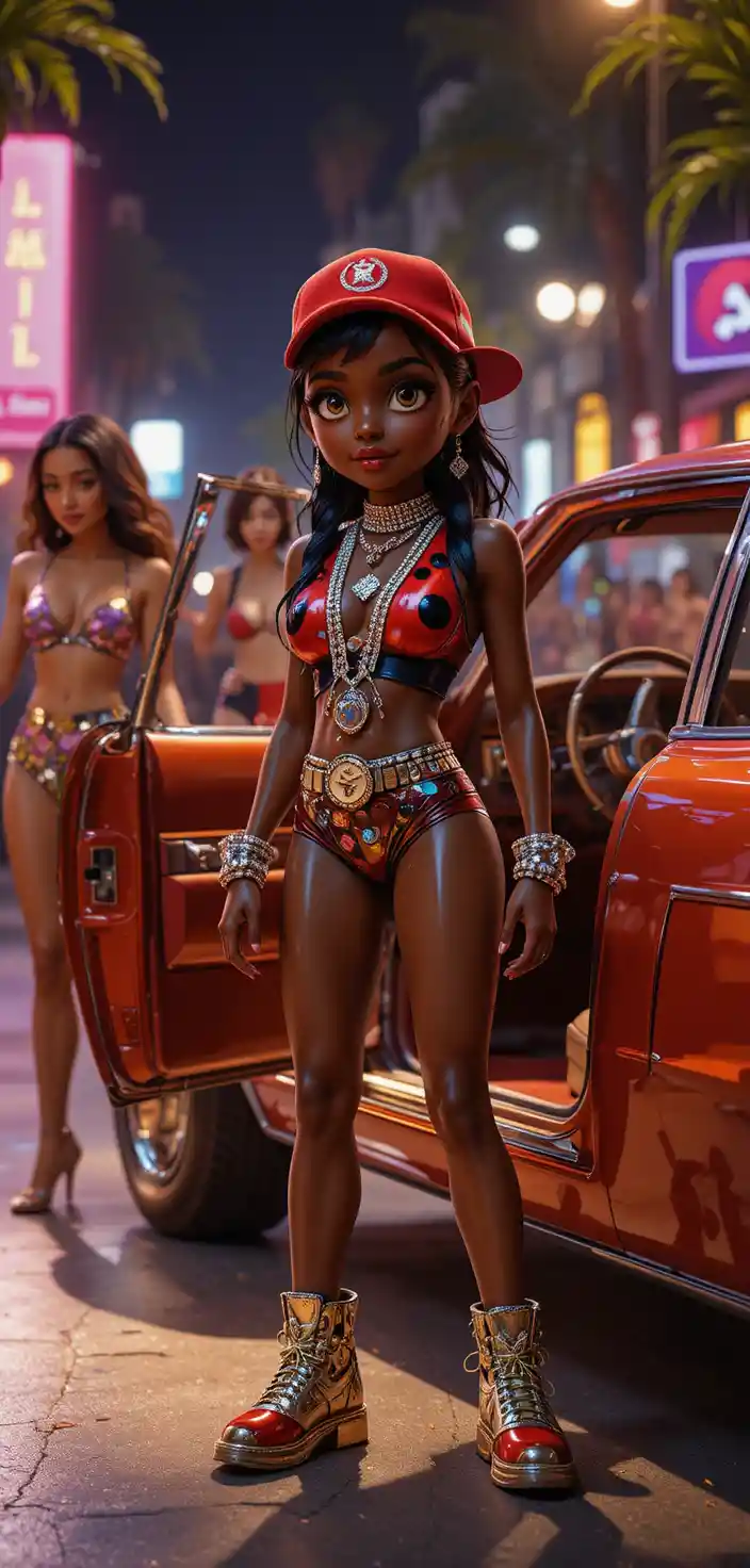 Ladybug Rapper In Hip Hop Outfit Beside Cadillac