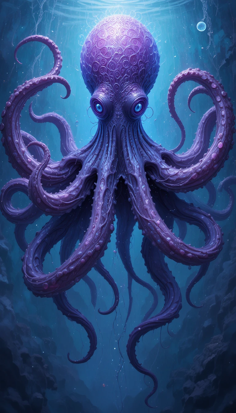 Poulpe violet majestueux dans une peinture sous-marine lumineuse