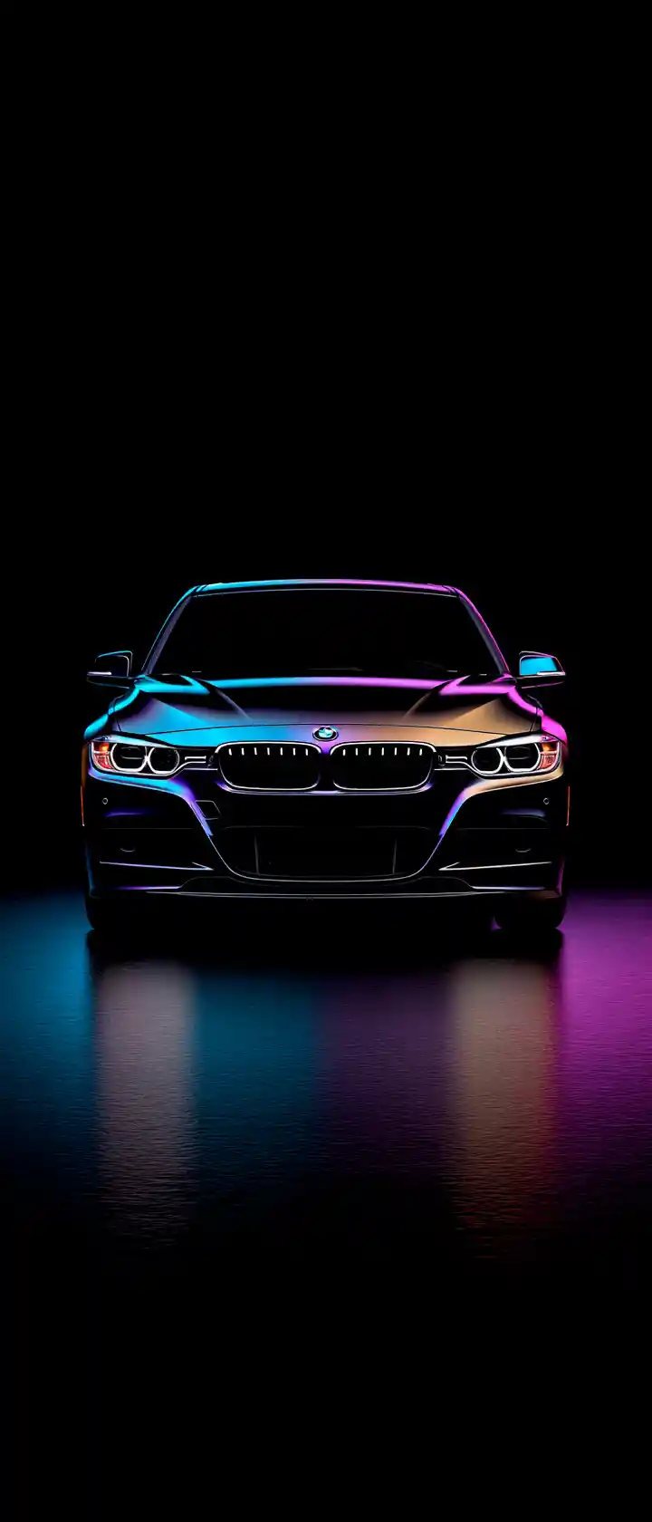 완전한 검은 배경에서 촬영한 BMW 328i 스튜디오 자동차 샷