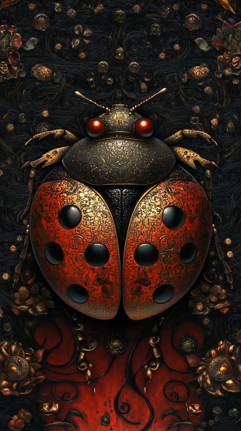 Surrealer Marienkäfer aus einem dunklen, verdrehten Reich