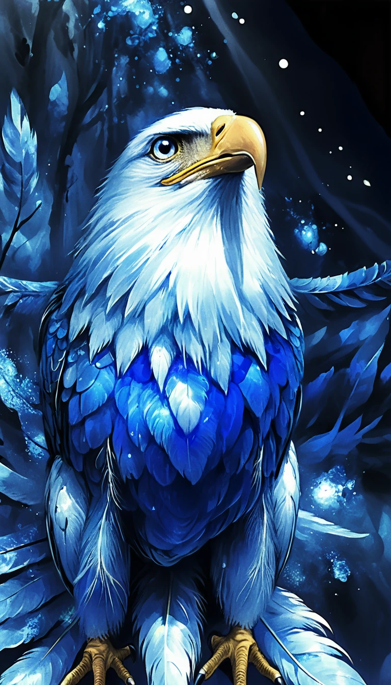 Majestosa águia de energia azul com asas abertas e brilhantes
