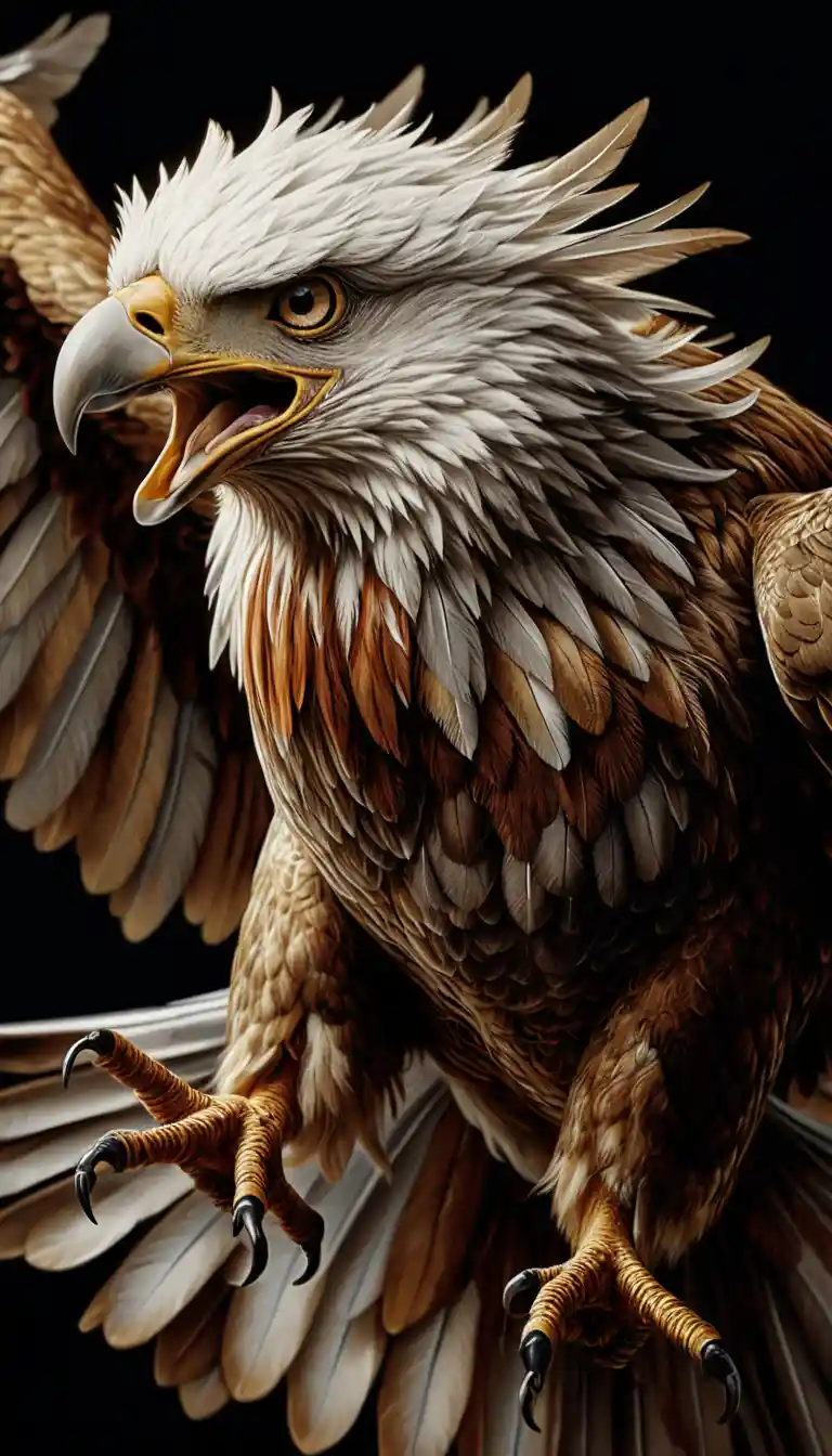 Bald eagle attacking in dramatic 3D digital illustration