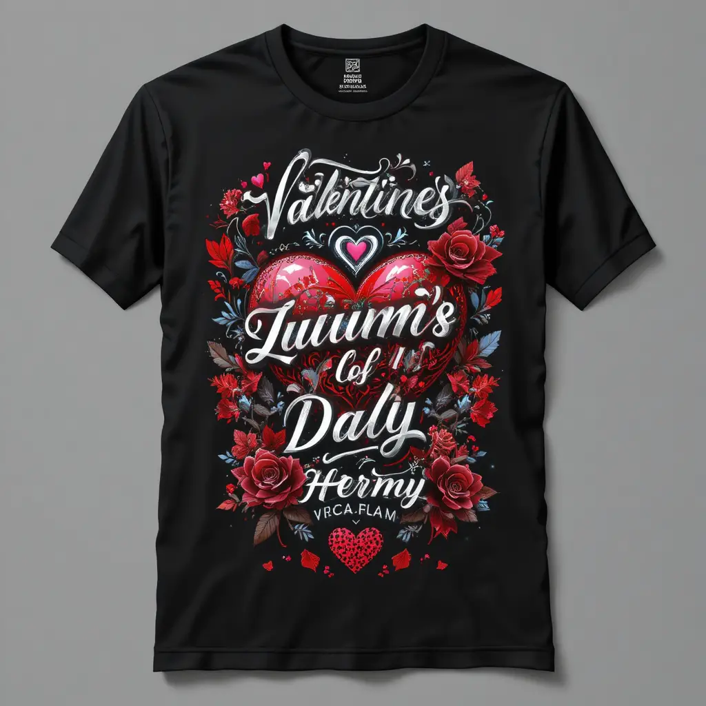 Romantic vector graphic t shirt design on black background