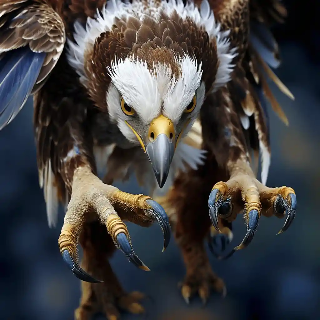 Aigle d’énergie bleue majestueux à la tête blanche lumineuse